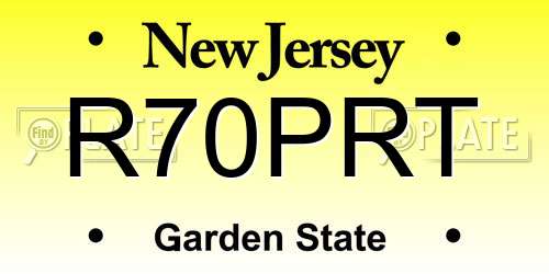 R70PRT New Jersey License Plate