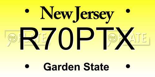 R70PTX New Jersey License Plate