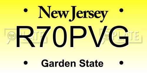 R70PVG New Jersey License Plate