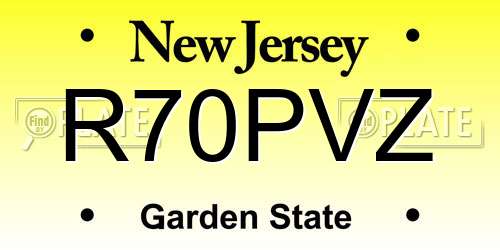 R70PVZ New Jersey License Plate
