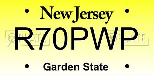 R70PWP New Jersey License Plate