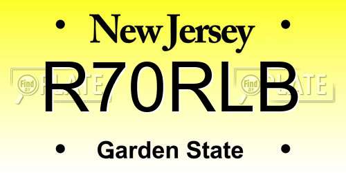 R70RLB New Jersey License Plate