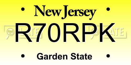 R70RPK New Jersey License Plate