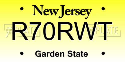 R70RWT New Jersey License Plate