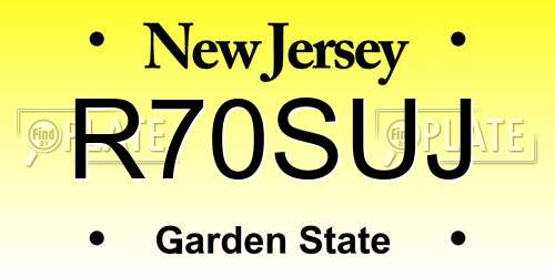 R70SUJ New Jersey License Plate