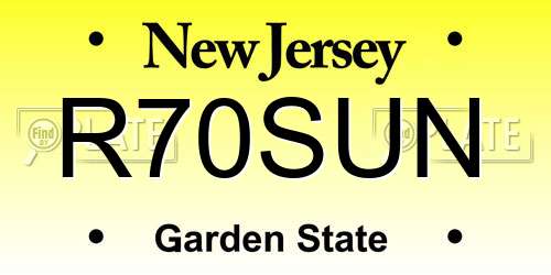 R70SUN New Jersey License Plate