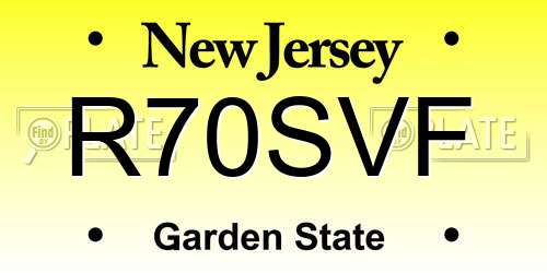 R70SVF New Jersey License Plate
