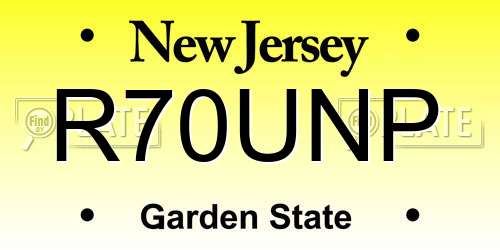 R70UNP New Jersey License Plate
