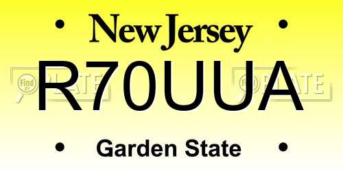 R70UUA New Jersey License Plate