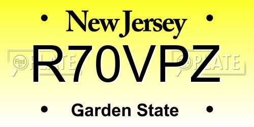 R70VPZ New Jersey License Plate