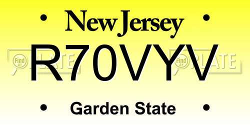 R70VYV New Jersey License Plate
