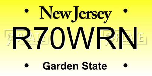 R70WRN New Jersey License Plate