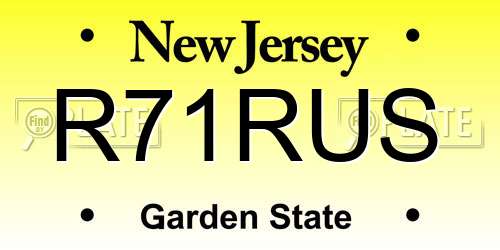 R71RUS New Jersey License Plate