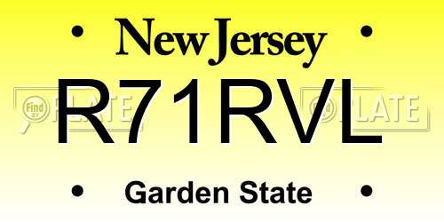 R71RVL New Jersey License Plate