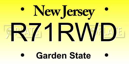 R71RWD New Jersey License Plate