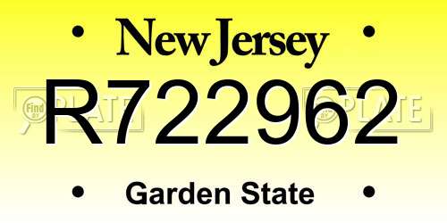R722962 New Jersey License Plate