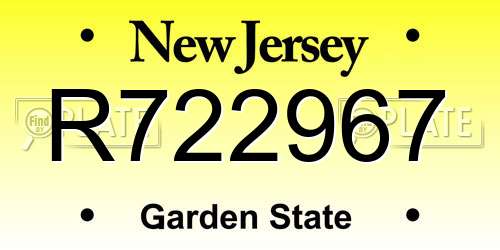 R722967 New Jersey License Plate