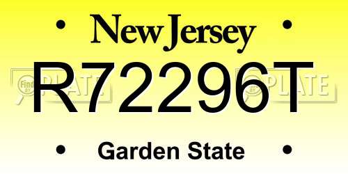 R72296T New Jersey License Plate