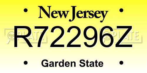 R72296Z New Jersey License Plate