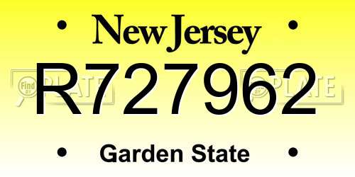 R727962 New Jersey License Plate