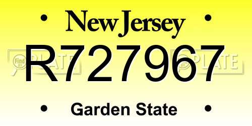 R727967 New Jersey License Plate