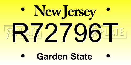 R72796T New Jersey License Plate