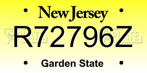 R72796Z New Jersey License Plate