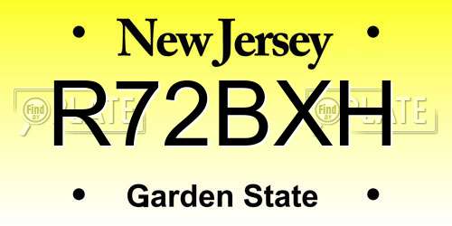 R72BXH New Jersey License Plate
