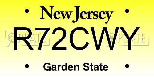 R72CWY New Jersey License Plate