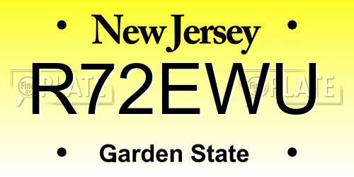 R72EWU New Jersey License Plate