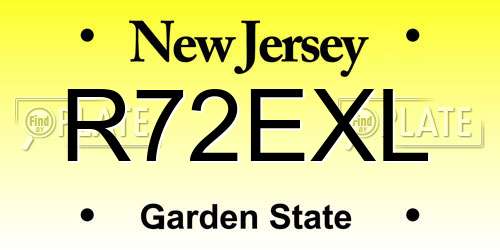 R72EXL New Jersey License Plate