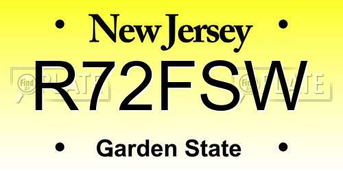R72FSW New Jersey License Plate