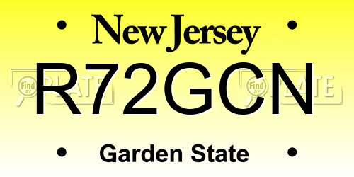 R72GCN New Jersey License Plate