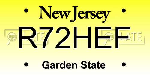 R72HEF New Jersey License Plate