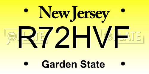 R72HVF New Jersey License Plate