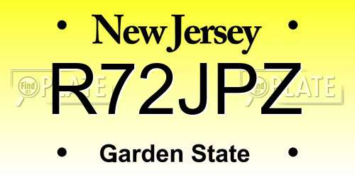 R72JPZ New Jersey License Plate