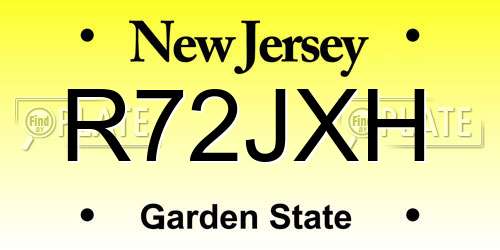 R72JXH New Jersey License Plate