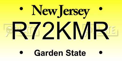 R72KMR New Jersey License Plate