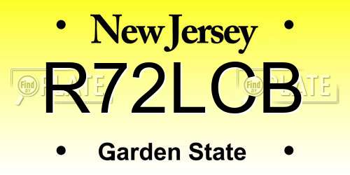 R72LCB New Jersey License Plate