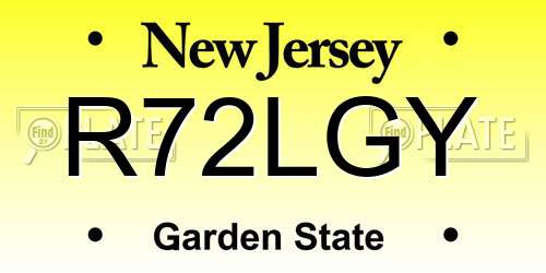 R72LGY New Jersey License Plate