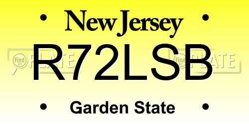 R72LSB New Jersey License Plate