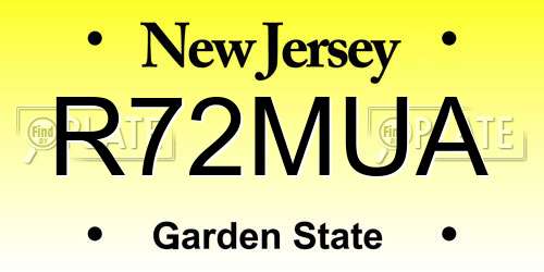 R72MUA New Jersey License Plate