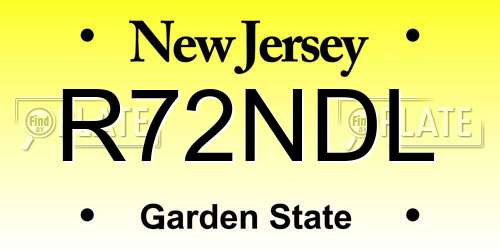 R72NDL New Jersey License Plate