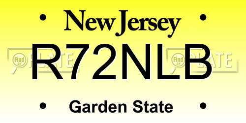 R72NLB New Jersey License Plate