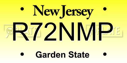 R72NMP New Jersey License Plate