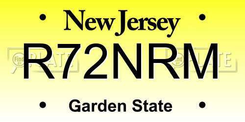 R72NRM New Jersey License Plate