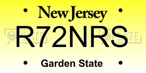 R72NRS New Jersey License Plate