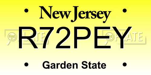 R72PEY New Jersey License Plate