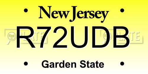 R72UDB New Jersey License Plate