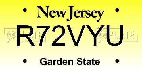 R72VYU New Jersey License Plate